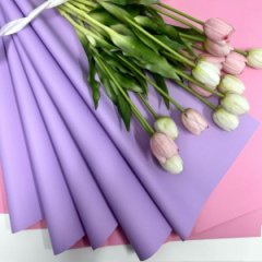 Пленка матовая двухсторонняя сакура/сиреневый 58см*10м±5% 50мкр