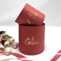 Коробки круглые набор без крышек из 2х (13*13/16*16) малина с тиснением 8 Марта