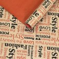 Крафт бумага Love storyдвухсторонняя красный/черный на коричневом фоне 70см/60гр/10м± 5%