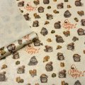 Упаковочная новогодняя бумага Ёжики на коричневом фоне 68см/40гр/10м± 5%
