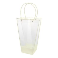 Сумка-трапеция прозрачная с пластиковыми ручками 29x15x42.5cm кремовый