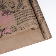 Крафт бумага Лилияцв. черный-розовый на коричневом фоне 720/8,5 м