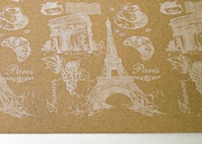 Крафт бумага Париж белый цв. на коричневом фоне 70 см*8,5 м ±10 см