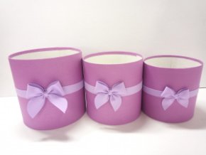 Коробки круглые без крышек Набор из 3х (16*16/18*18/20*20) с бантом фуксия