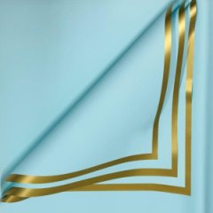 Пленка матовая Рамка золотая/светлая лазурь  20 листов 58*58см 65мкм