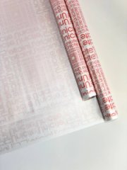 Матовая пленка двухсторонняя на втулке 50мкр Перламутр белый/Буквы красный 60 см*10 ярд ± 5%