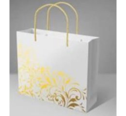Пакет подарочный Золотые узоры 32*26*10см, белый