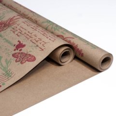 Крафт бумага Лавандацв. салатовый-яркая малина на коричневом фоне 720/8,5 м