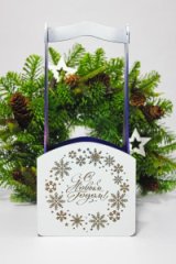 Декоративный ящик квадратный 140*125*h300 Снежинки т.синий