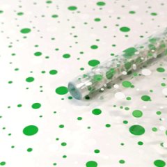 Пленка прозрачная двухцветная Конфетти белый/зеленый 70см*200гр ± 5%