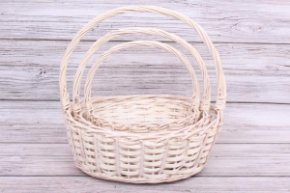 Корзины из ивы 3шт овал полоски 38*30*13,33*25*12,28*20*10V белый