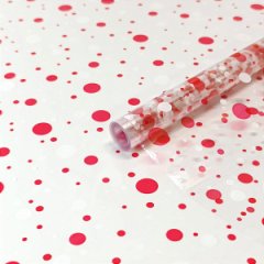 Пленка прозрачная двухцветная Конфетти белый/красный 70см*200гр ± 5%