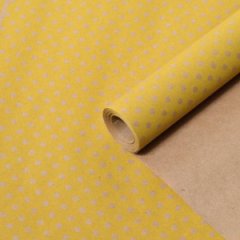Крафт бумага Горох тонировка желтый цв. на коричневом фоне 70 см* 8,5 м ± 5%