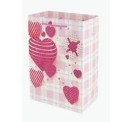 Пакет подарочный Розовые сердца 3 32*26*12см, розовый