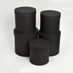 Коробки шляпные Набор из 5-ти (25х25/23х23/22х22/20х20/19х19) Краскиоднотон. Черный