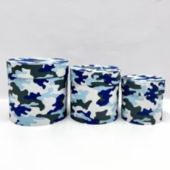 Коробки круглые набор из 3х (13.5*13.5/16*16/18*18) камуфляж синий