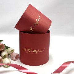 Коробки круглые набор без крышек из 2х (13*13/16*16) малина с тиснением С 8 Марта