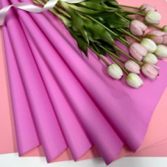 Пленка матовая двухсторонняя розовый персик/барби 10 листов 58*58 65мкм