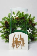 Декоративный ящик квадратный 140*125*h300 Олень в лесу т.зеленый