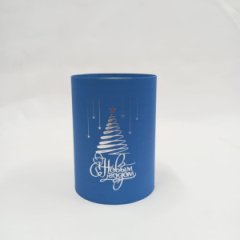 Коробка цилиндр 13*18 синий без крышки  с тиснением НГ серебро Елка