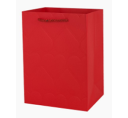 Пакет подарочный с тиснением Сердца 23*18*10см, красный