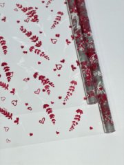 Пленка прозрачная двухцветная с рисунком Лаванда бело- розовая 70см*10ярд ± 5%