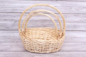Корзины из ивы, 3шт, овал полоски, 38*30*13, 33*25*12, 28*20*10V натуральный