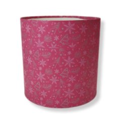 Коробка круглая без крышек 18*18 малиновый/новогодний рисунок