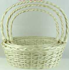 Набор корзин (ива), 43x36x15x40, 38x32x14x 37, 33x27x11x32, 3 шт., белый