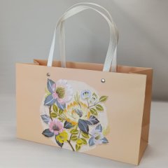 Пакет подарочный Флора, 28*17*10см, персиковый