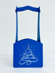 Декоративный ящик квадратный с тиснением 140*125*h300 Елка (серебро) синий