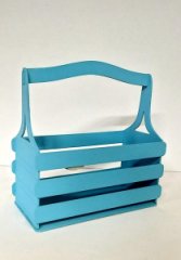 Декоративный ящик из фанеры реечный прямоугольный 250*125 h255 бирюзовый