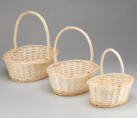 Набор корзин плетеных (ива), 38x30xH15/37 см, 32x24,5xH13,5/32 см, 26x19xH12/27 см, 3 шт. натуральны