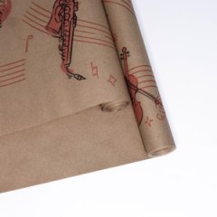 Крафт бумага Музыкацв. черный-красный на коричневом фоне 720/8,5 м