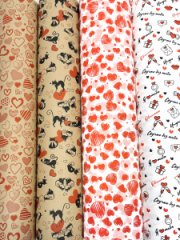 Крафт бумага набор листов Сердечки 0,68*1м 8шт