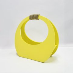 Кашпо сумка круглая маленькая 280*300*120 сливочно желтый